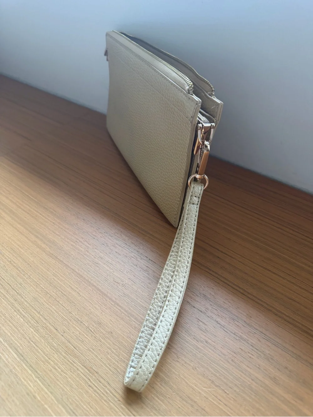 Elegant Women's Wristlet Clutch in Light Gold